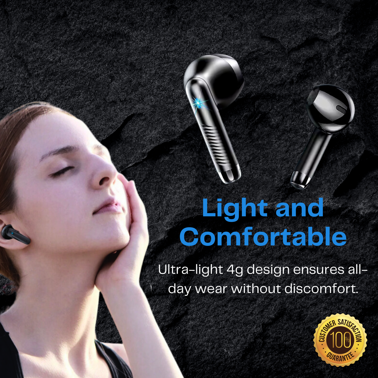 FABROZ Bluetooth 5.3 Wireless Earbuds – Noise Cancelling, LCD Display Earbuds
