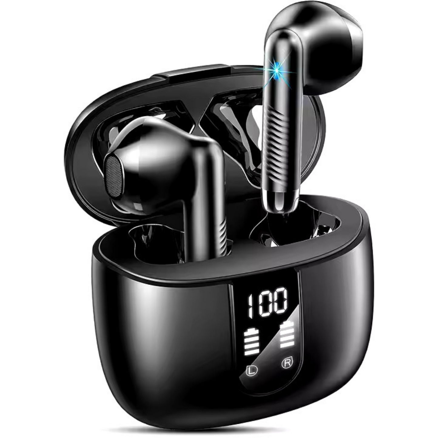 FABROZ Bluetooth 5.3 Wireless Earbuds – Noise Cancelling, LCD Display Earbuds