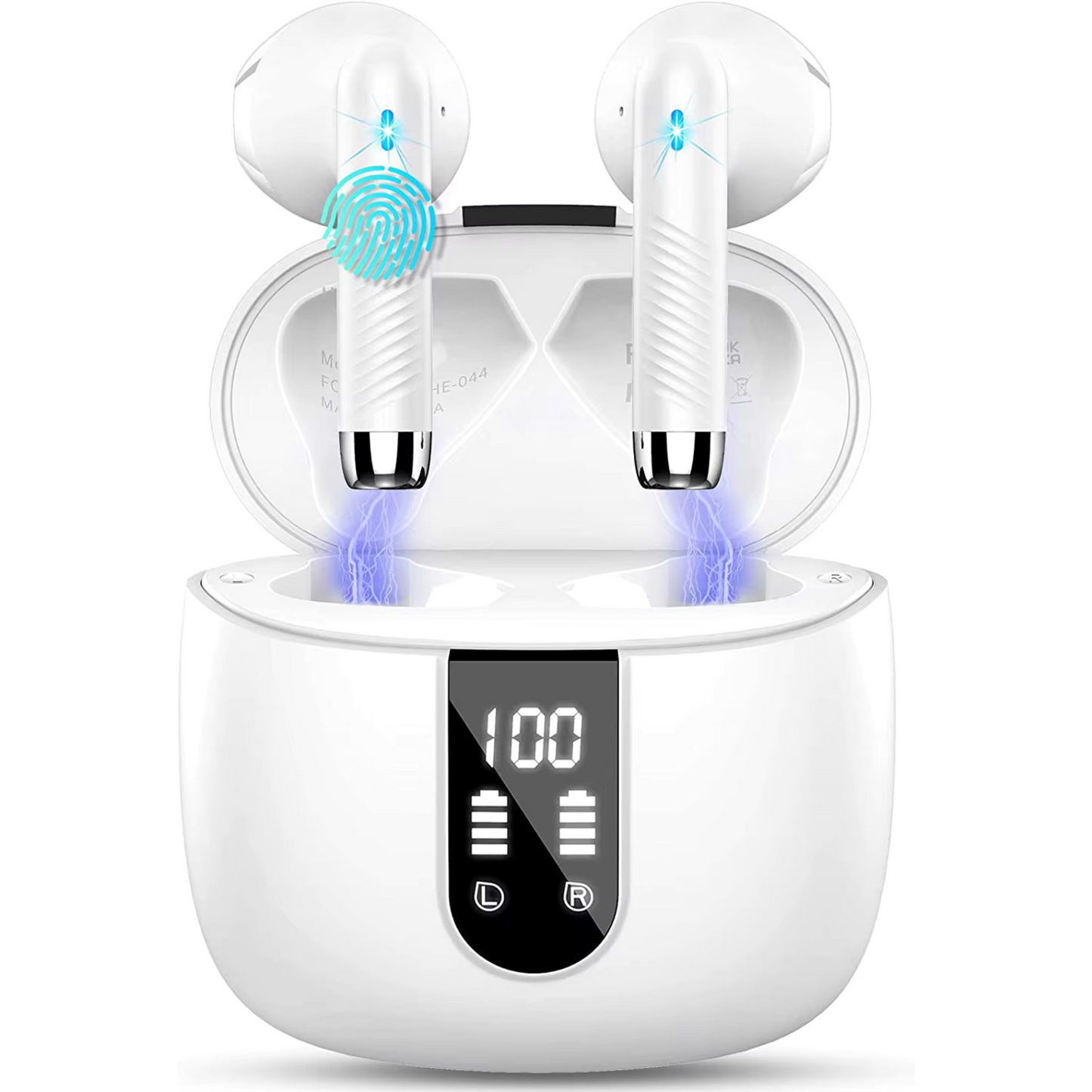 FABROZ Bluetooth 5.3 Wireless Earbuds – Noise Cancelling, LCD Display Earbuds